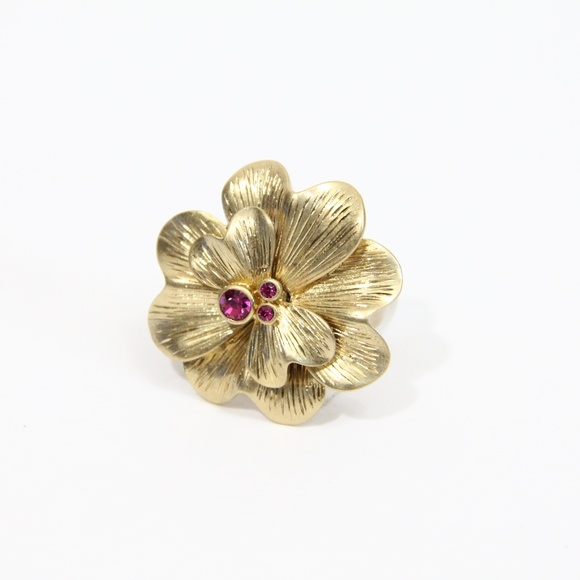 Lia Sophia Gold Flower Ring NEW sz 8 Fashion Jewelry Wildflower Crystals - Picture 3 of 7